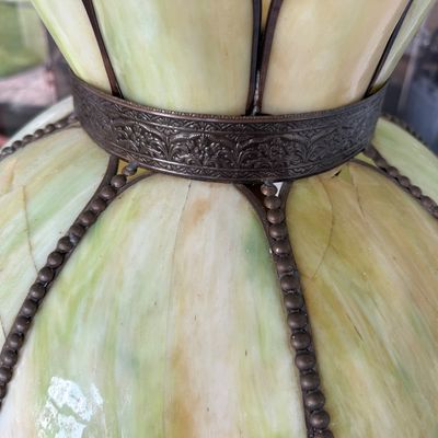 Large Antique Slag Glass Lamp