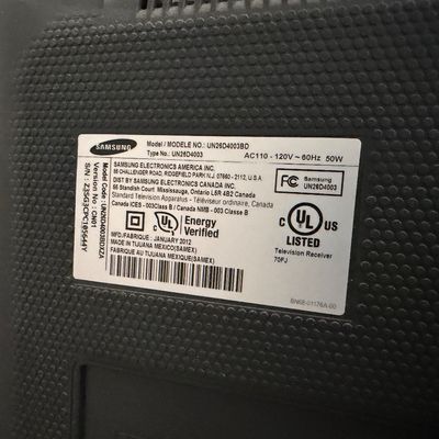Samsung 26” TV Model# UN26D4003BD