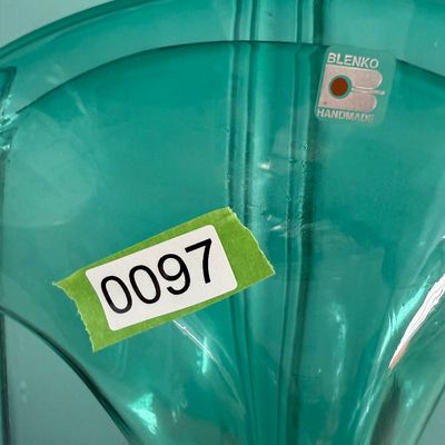 Large Green Blenko Glass Fan Vase