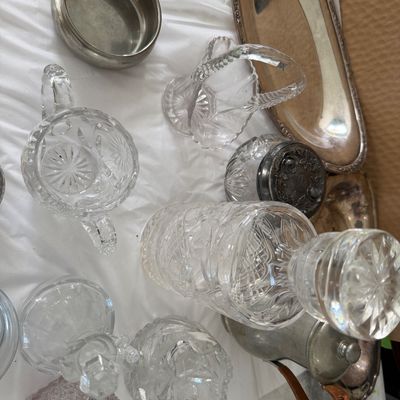 Collection of Vintage Glassware & Metal Serveware