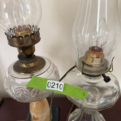 Vintage Glass Oil Lamps Converted to Electric