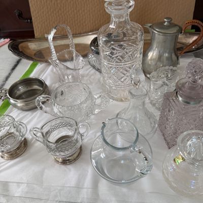 Collection of Vintage Glassware & Metal Serveware