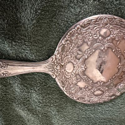 Antique/Vintage Silver Plated Hand Held Vanity Mirror
