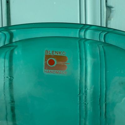 Large Green Blenko Glass Fan Vase