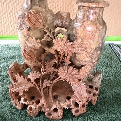 Hand Carved Soapstone Double Vase