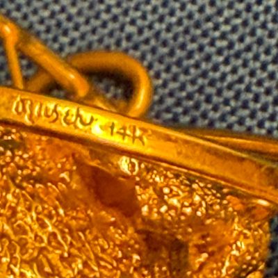 Vintage William Ruser 14k Yellow Gold Pendant and Earring Set