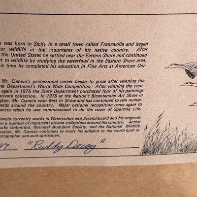 Signed Waterfowl Print Carmelo Ciancio Framed