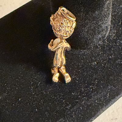 14k Gold Pendant William Ruser Child Holding Pearl