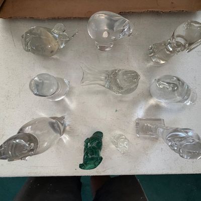 Collection of Decorative Crystal & Art Glass Animal Figurines & Paper Weights