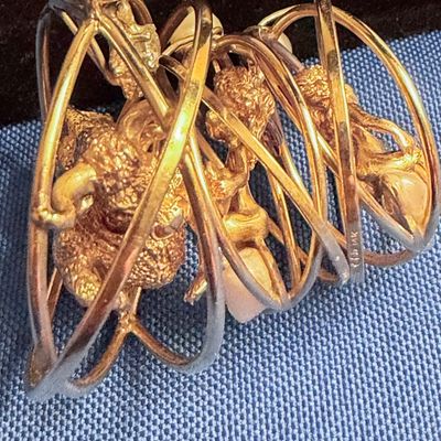 Vintage William Ruser 14k Yellow Gold Pendant and Earring Set