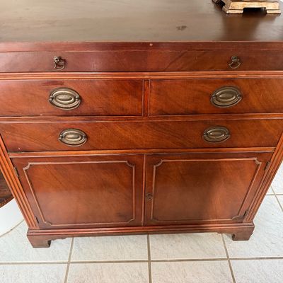 Mahogany Buffet Desk Silver Cabinet