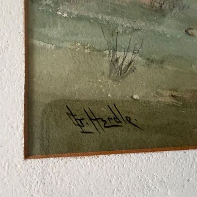 Framed Watercolor Landscape Painting