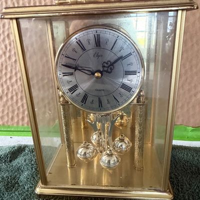 Vintage Elgin Gold Tone Quartz Carriage Clock