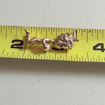 14k Gold Pendant William Ruser Child Holding Pearl
