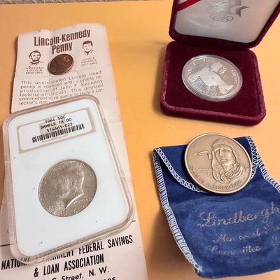 Commemorative Coins Lot Silver Olympic Dollar Graded Kennedy Half Lindbergh Token Penny