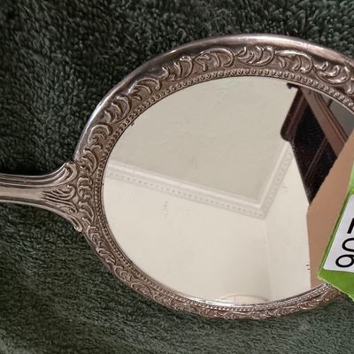 Antique/Vintage Silver Plated Hand Held Vanity Mirror