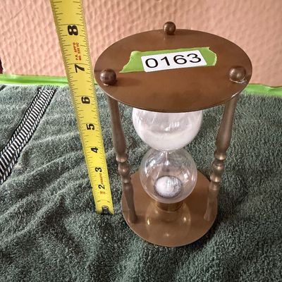 Vintage Brass Toned Metal & Glass Sand Timer