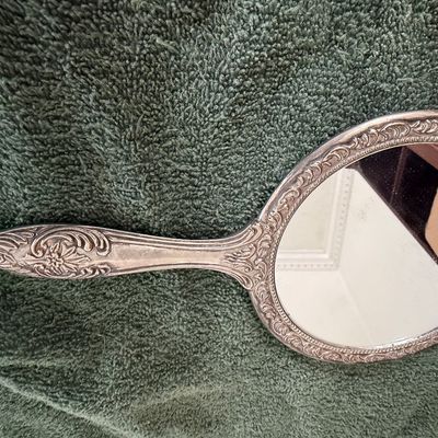Antique/Vintage Silver Plated Hand Held Vanity Mirror