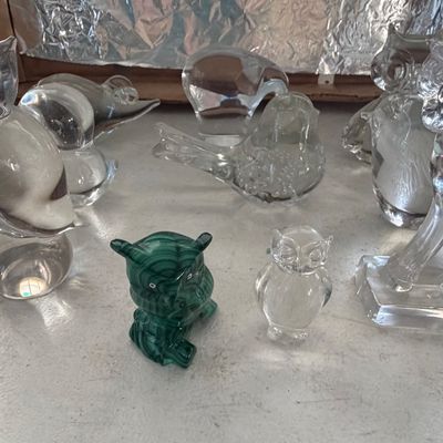 Collection of Decorative Crystal & Art Glass Animal Figurines & Paper Weights