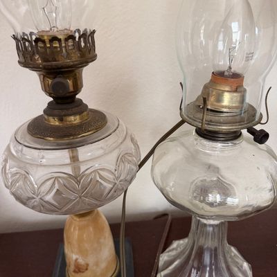 Vintage Glass Oil Lamps Converted to Electric