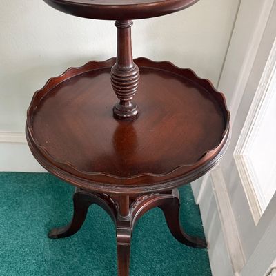 Vintage Monogany Two-Tier Dumbwaiter Accent Table