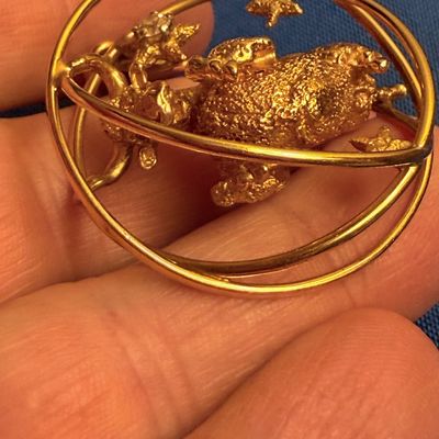 Vintage William Ruser 14k Yellow Gold Pendant and Earring Set