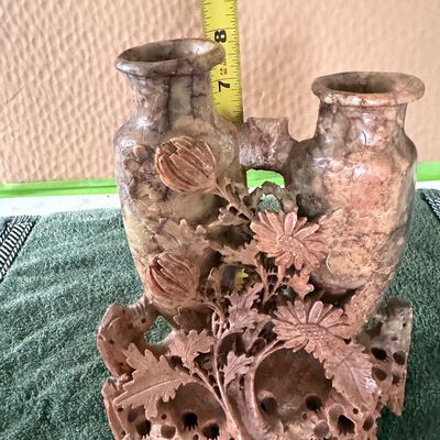 Hand Carved Soapstone Double Vase