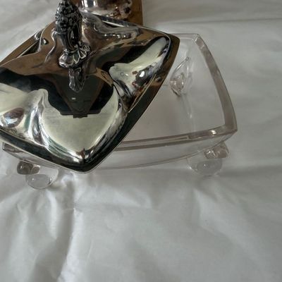 Vintage Silver-Plated Coffee or Tea Pot with Matching Lidded Dish