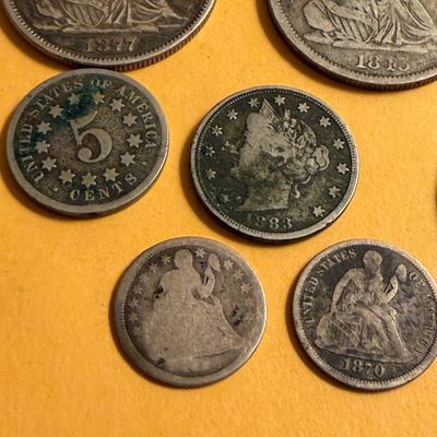 Antique Silver Coins Lot - Liberty Halves V Nickel Dimes