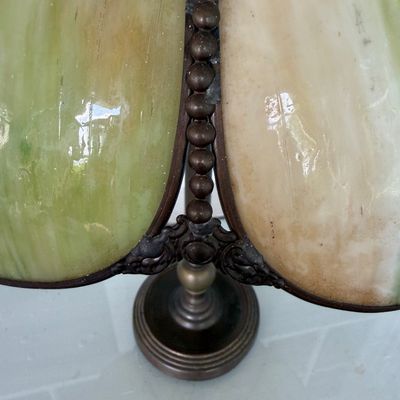 Large Antique Slag Glass Lamp