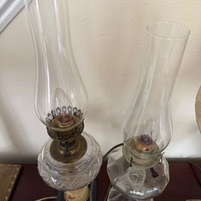 Vintage Glass Oil Lamps Converted to Electric