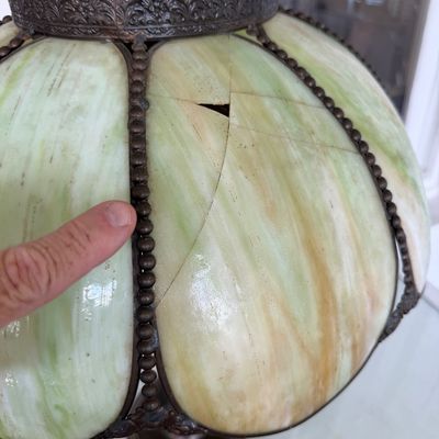 Large Antique Slag Glass Lamp