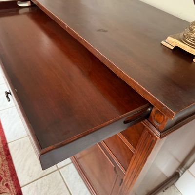 Mahogany Buffet Desk Silver Cabinet