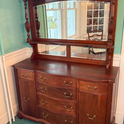 Fantastic Antique Mahogany Buffet w/ Mirror