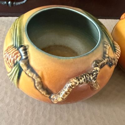 PAIR Roseville Pottery Tan Pone Cone Pattern Jardineres