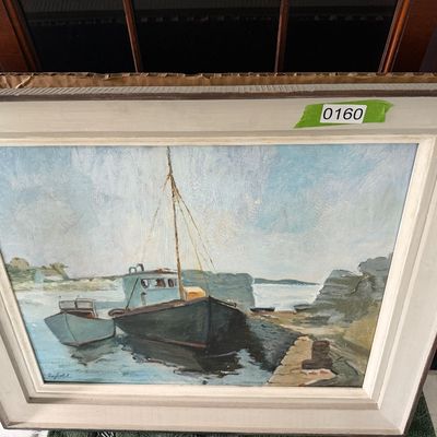 Maritime Oil Painting - Fishing Boats