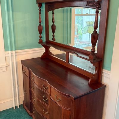 Fantastic Antique Mahogany Buffet w/ Mirror