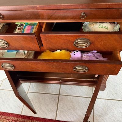 Mahogany Buffet Desk Silver Cabinet