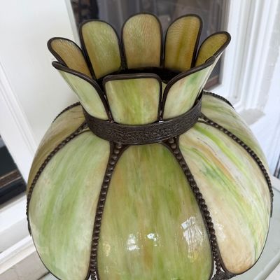 Large Antique Slag Glass Lamp