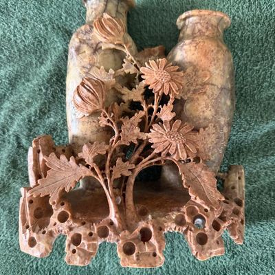 Hand Carved Soapstone Double Vase