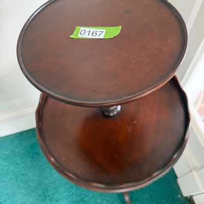 Vintage Monogany Two-Tier Dumbwaiter Accent Table