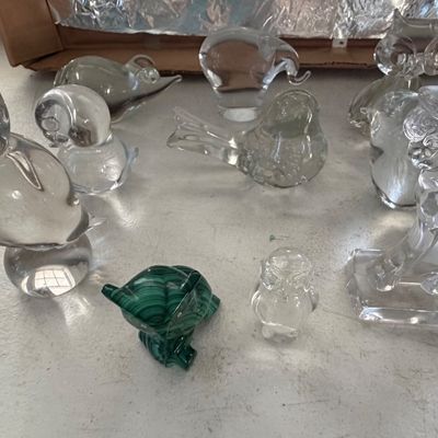 Collection of Decorative Crystal & Art Glass Animal Figurines & Paper Weights