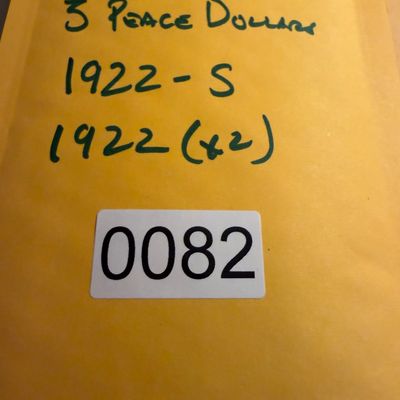 THREE 1922 Silver Peace Dollars 1922-S 1922 1922