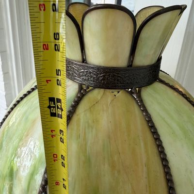 Large Antique Slag Glass Lamp