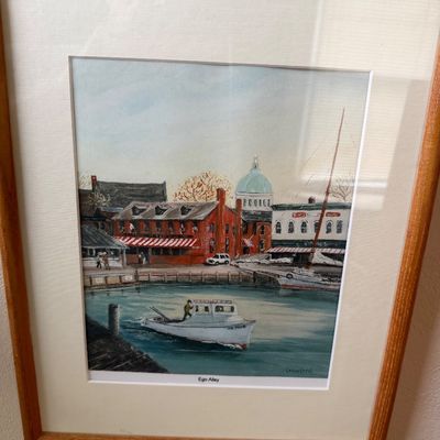Oil Painting Ego Alley City Dock Annapolis