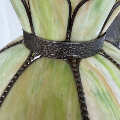 Large Antique Slag Glass Lamp