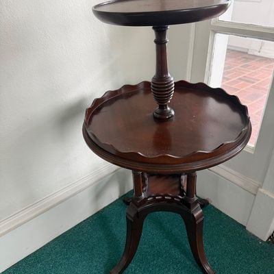 Vintage Monogany Two-Tier Dumbwaiter Accent Table