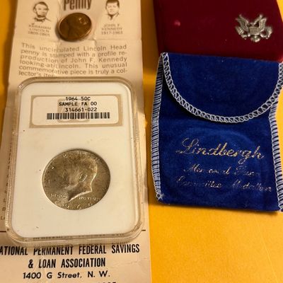 Commemorative Coins Lot Silver Olympic Dollar Graded Kennedy Half Lindbergh Token Penny