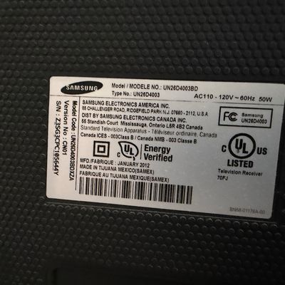 Samsung 26” TV Model# UN26D4003BD