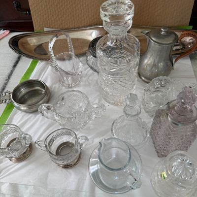 Collection of Vintage Glassware & Metal Serveware